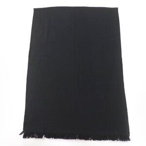 Gucci 100% Wool Logo Fringe Large Muffler Shawl Black 70 220 cm Scarf
